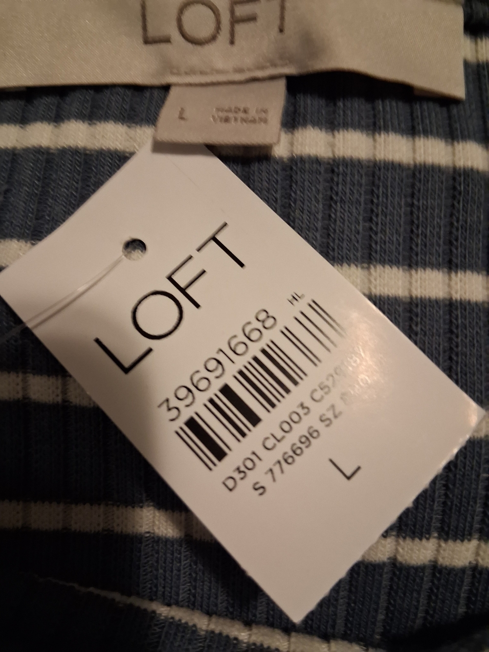 LOFT Navy and White Striped Top